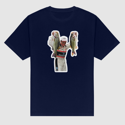 Dale Earnhardt "Bass Angler" Fishing Graphic Tee – Vintage NASCAR Legend Shirt