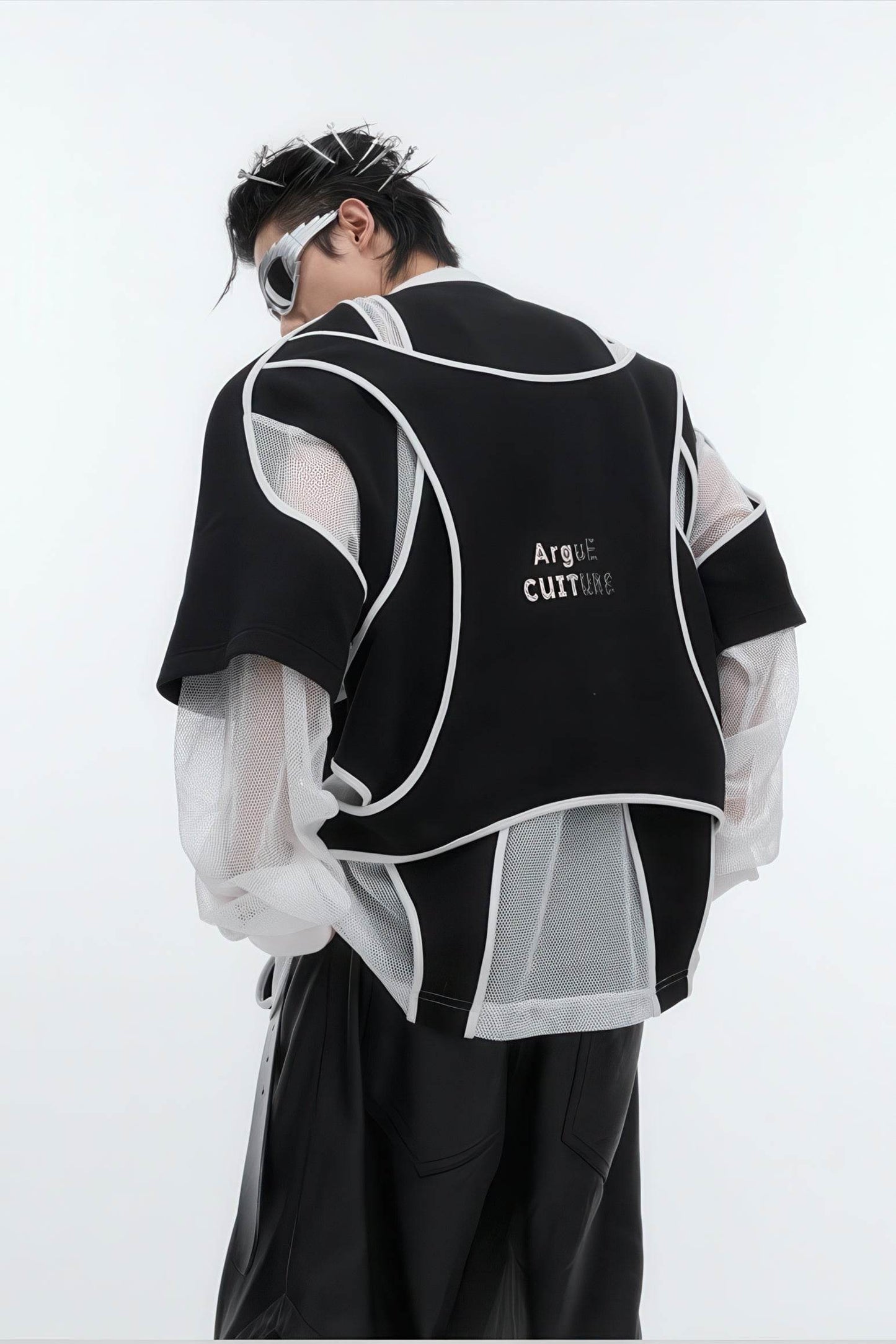 Deconstructed Split Hoodie - Heavyweight Metal Trim with Shoulder Pads