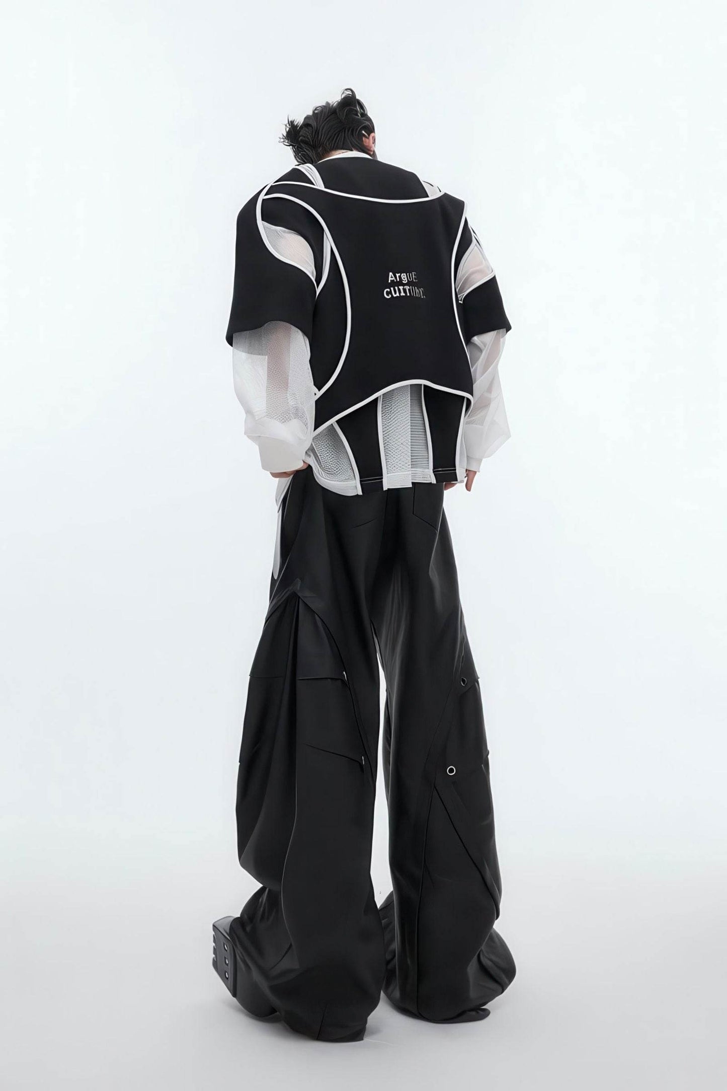 Deconstructed Split Hoodie - Heavyweight Metal Trim with Shoulder Pads