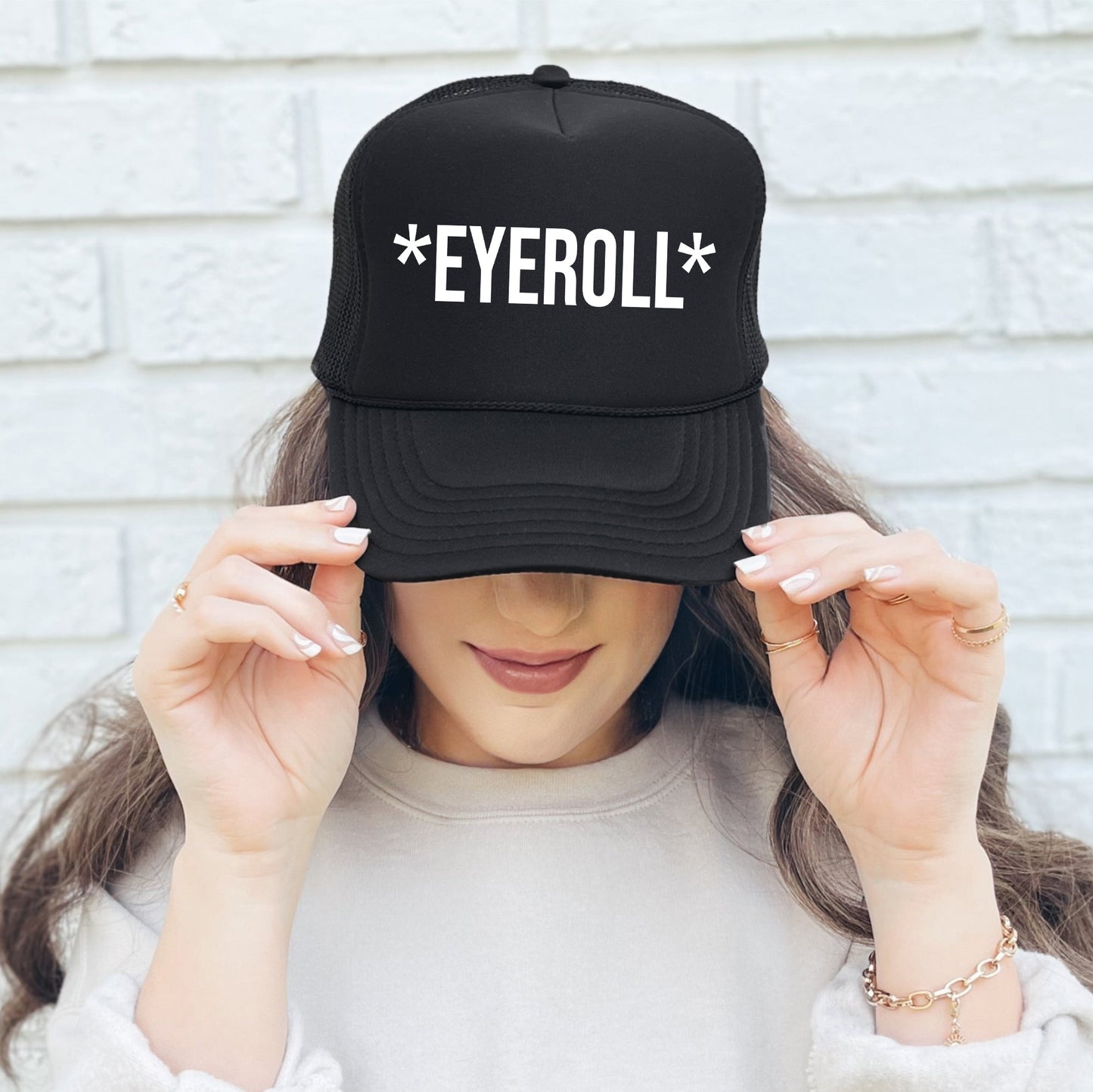 Eyeroll, Sassy, Funny Bold Attitude Statement Classic Urban Streetwear Inspired Vintage Vibe Trucker Hat