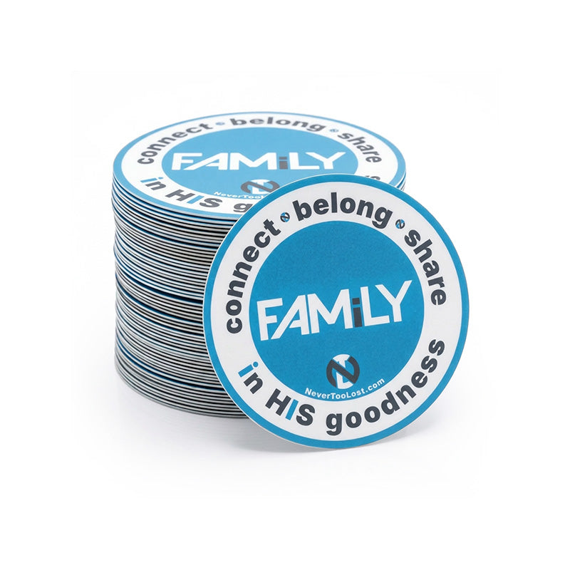 FAMiLY Circular Vinyl Sticker – Connect • Belong • Share