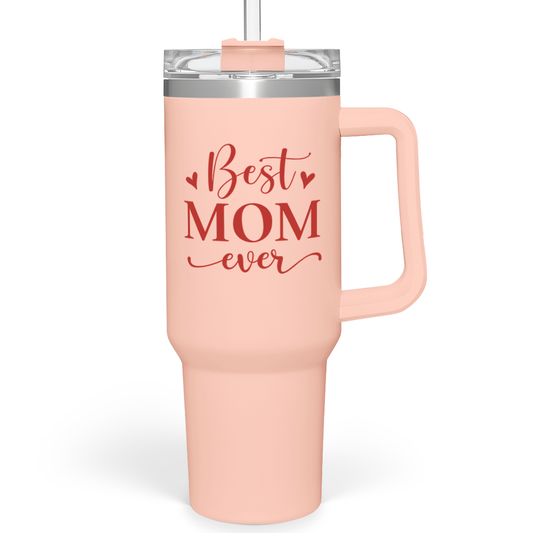 Coral Best Mom Ever Quencher Tumbler with Handle 40oz