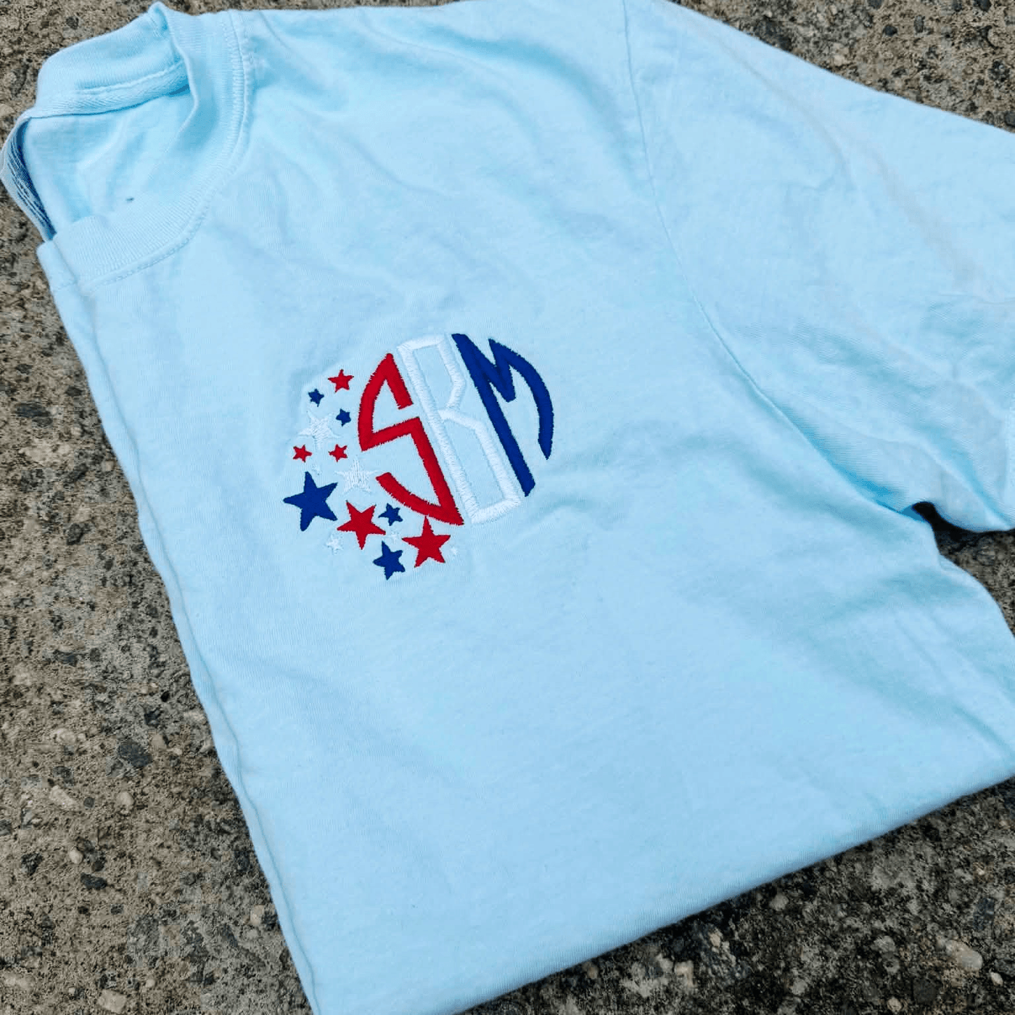 Star Spangled Monogram Embroidered Shirt | 4th of July | Red, White & Blue