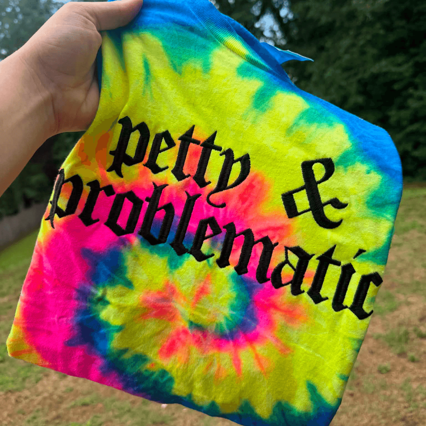 Custom Cloister Black Tie Dye Embroidered Shirt | Personalized Alternative Embroidery