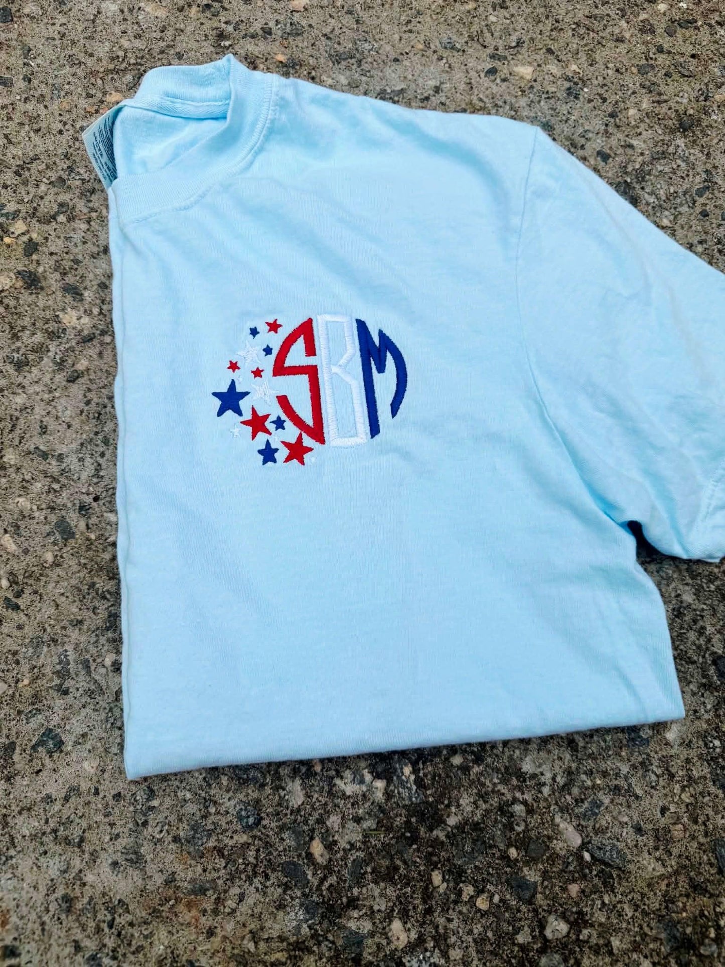 Star Spangled Monogram Embroidered Shirt | 4th of July | Red, White & Blue