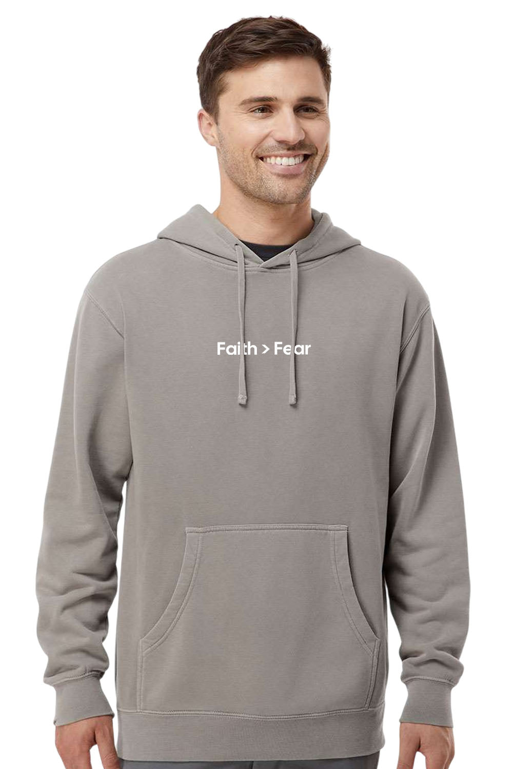 Faith > Fear Unisex Pigment-Dyed Hoodie Sweatshirt