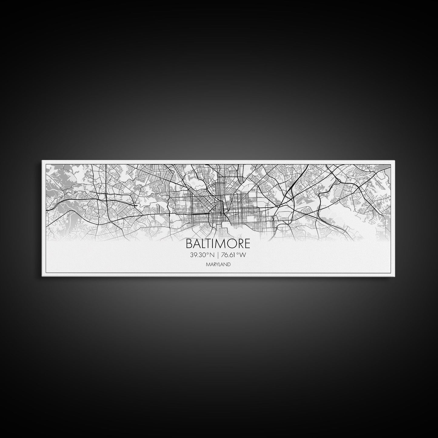 Panoramic Baltimore City Map, Maryland Art, Map Print, Minimalist Wall Art, Canvas Art, Housewarming Gift, Street Map Art, Closing Gift