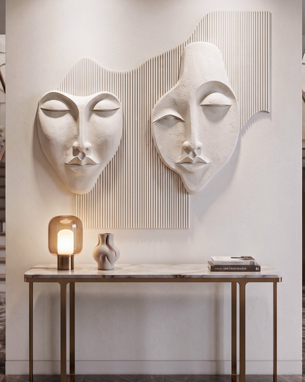 Wabi-Sabi 3D Face Wall Relief Art