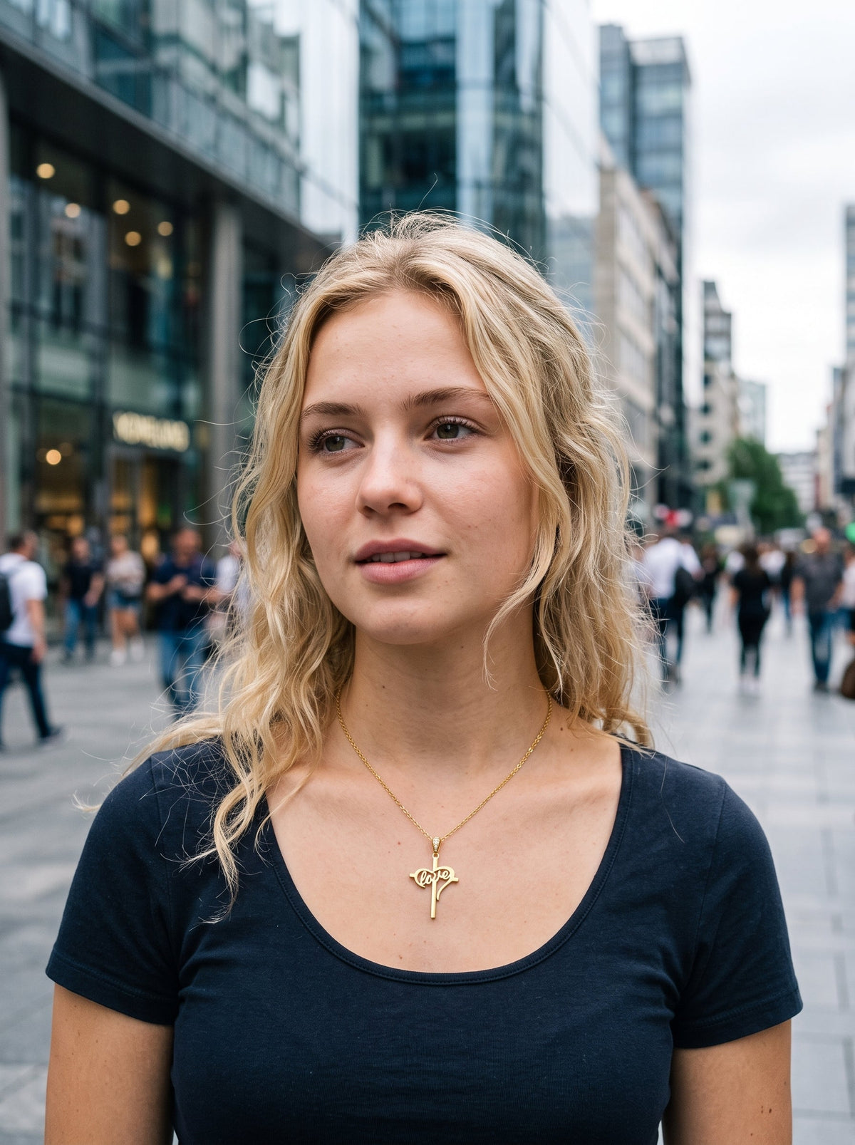 Gold Heart's Desire Cross Necklace
