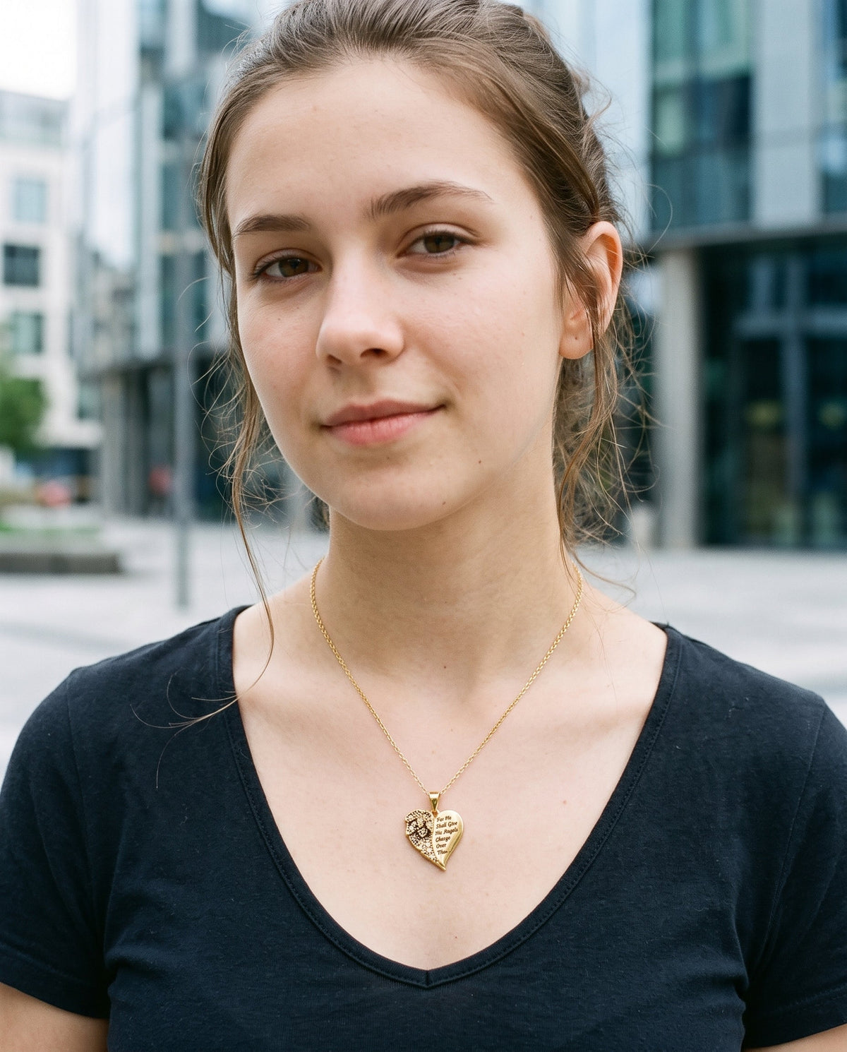 Gold Heart Marquisette Heart Necklace