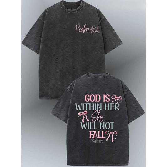 "God is Within Her" T-Shirt – Vintage Washed Cotton Psalm 46:5 Tee