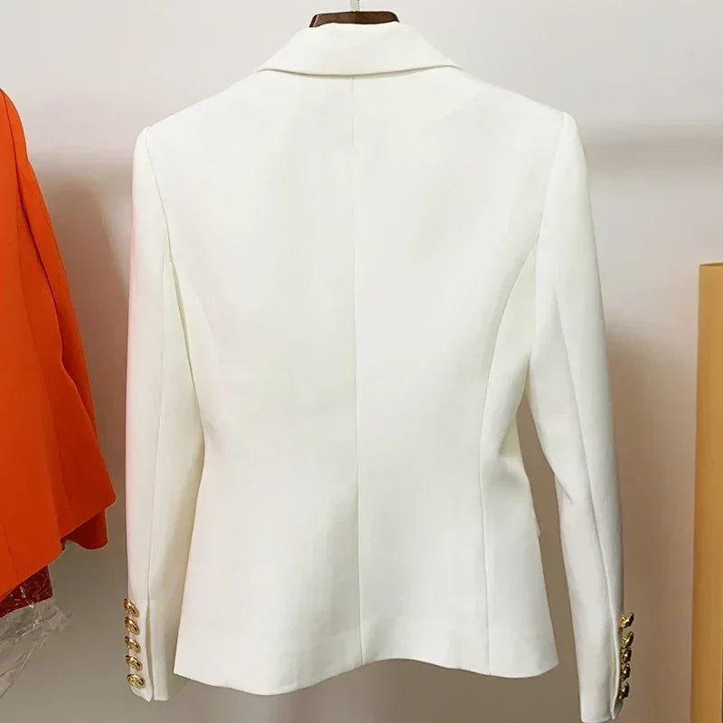 TOP QUALITY New Fashion 2024 Designer Jacket Women's Classic Double Breasted Metal Lion Buttons Blazer Outer Size S-5XL