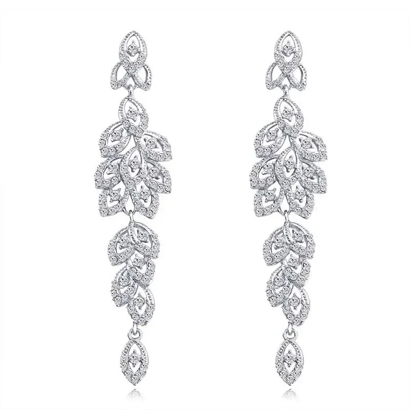 TREAZY Fashion Crystal Wedding Drop Earrings for Women Silver Color Bridal Dangle Earrings Brides Gifts Birthday Party Jewelry