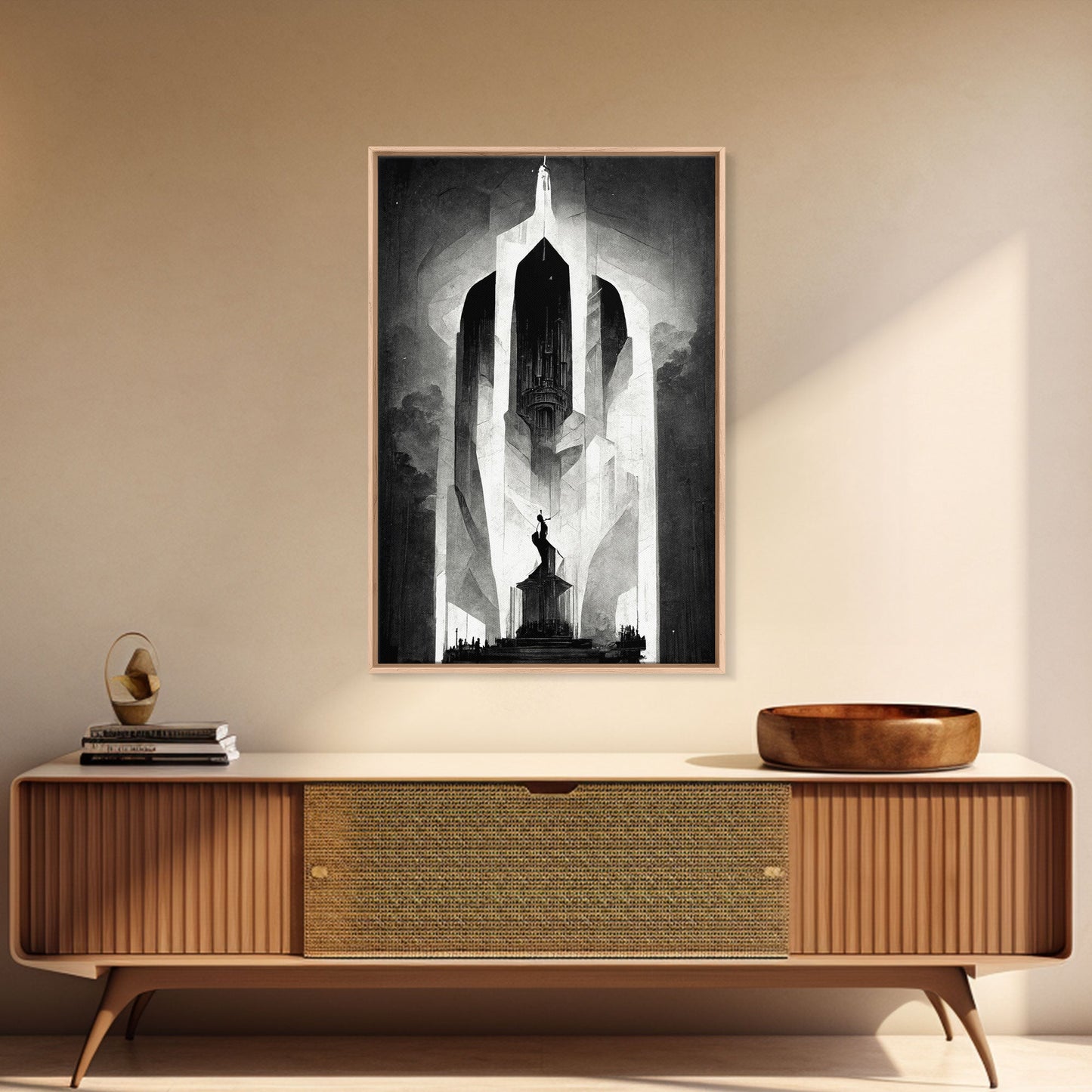 Vintage Style Art Deco Statue Study, Framed Canvas Print, Retro Style Wall Art, 1920s - 1930s style Art