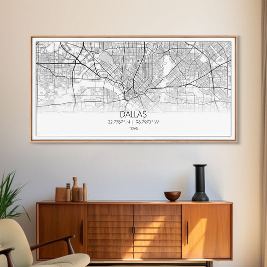 Dallas Street Map, Texas Map, Map Print, Minimalist Art, Wall Art, Canvas Art, Patriotic Décor, Boys Room Décor, Tiny House Gift, Home Décor
