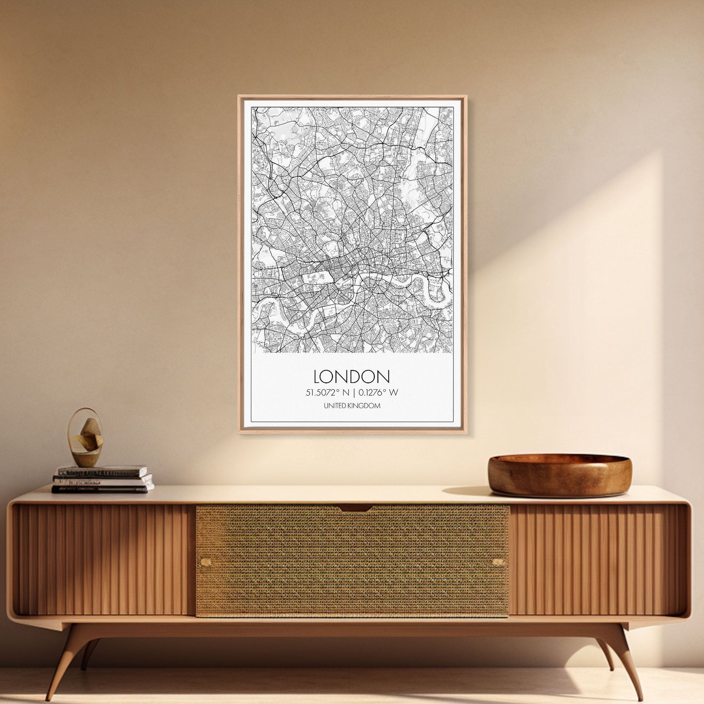 London Street Map, United Kingdom Map, City Map Art, Modern Wall Art, Wall Art, Canvas Print, Travel Art, Home Wall Décor, Bon Voyage Gift
