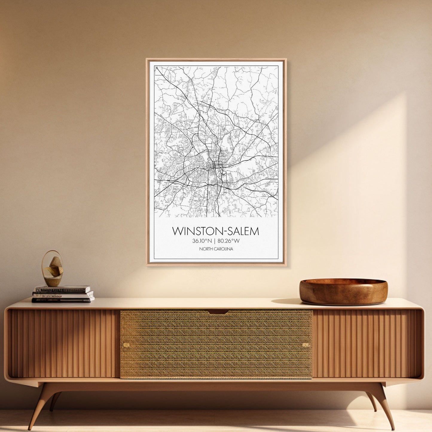 Winston Salem Street Map, North Carolina Map, City Map Print, Minimalist Art, Wall Art, Canvas Print, Modern Wall Art, Adventure Gifts