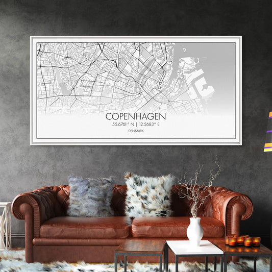 Copenhagen Street Map, Denmark Map, Map Print, Minimalist Art, Wall Art, Canvas Art, Modern Room Décor, RV Wall Décor, Gift For Pilot
