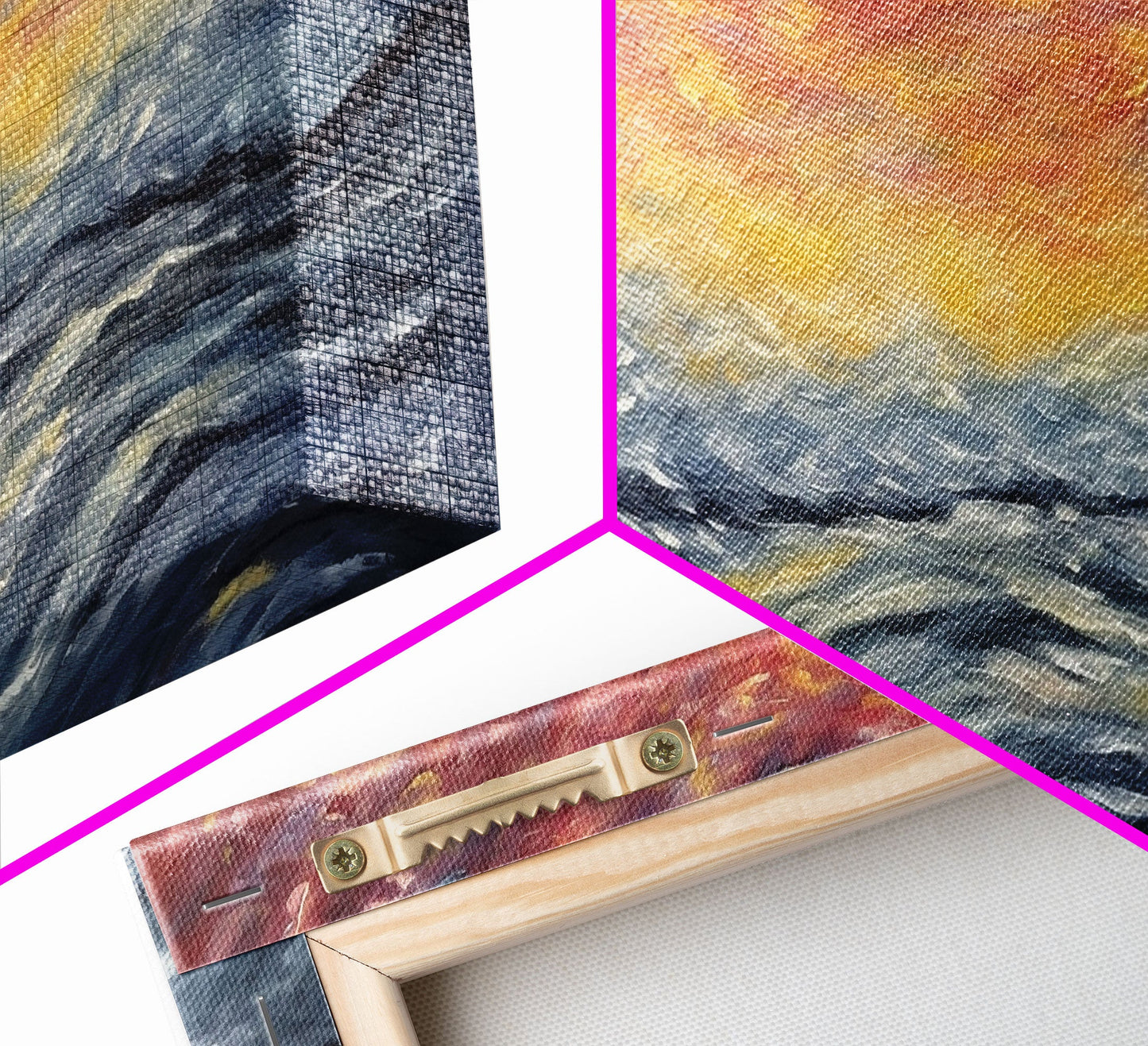 Abstract Sea Horizon Wall Art, Vibrant Abstract, Framed Print Art, Sunset, Ocean, Textured Abstract Panoramic, Wall Art, Canvas Print