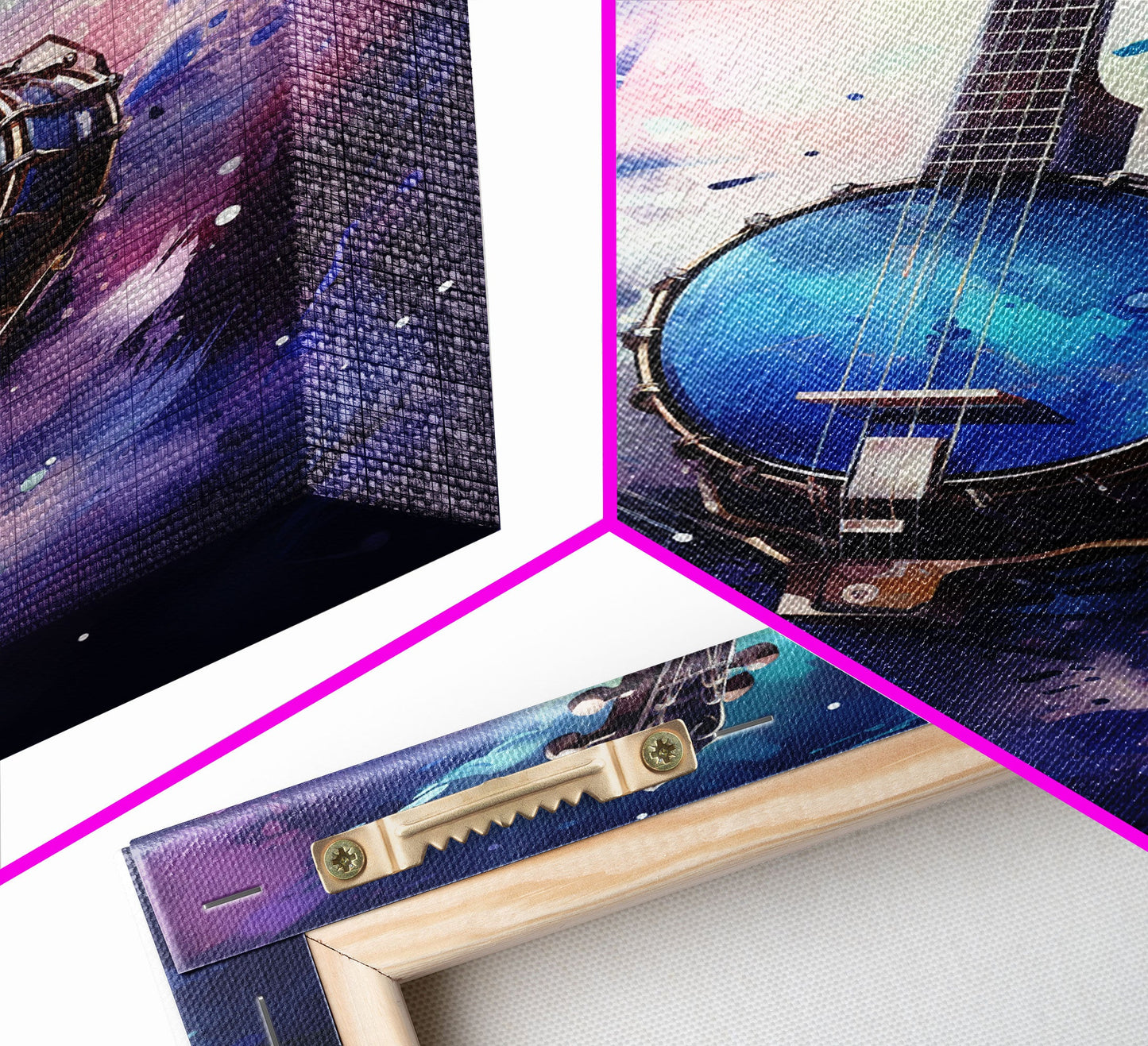 Galaxy Banjo Gift, Banjo Wall Art Canvas Print, Country Music Art, Guitar Art, Banjo Poster Print, Banjo Gifts, Musical Art