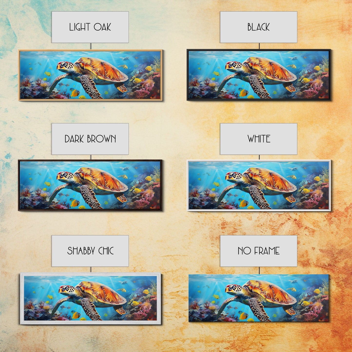 Sea Turtle Framed Canvas Print, Beautiful Sea Turtle Wall Art, Sea Turtle Print, Nursery Decor, Nursery Wall Art