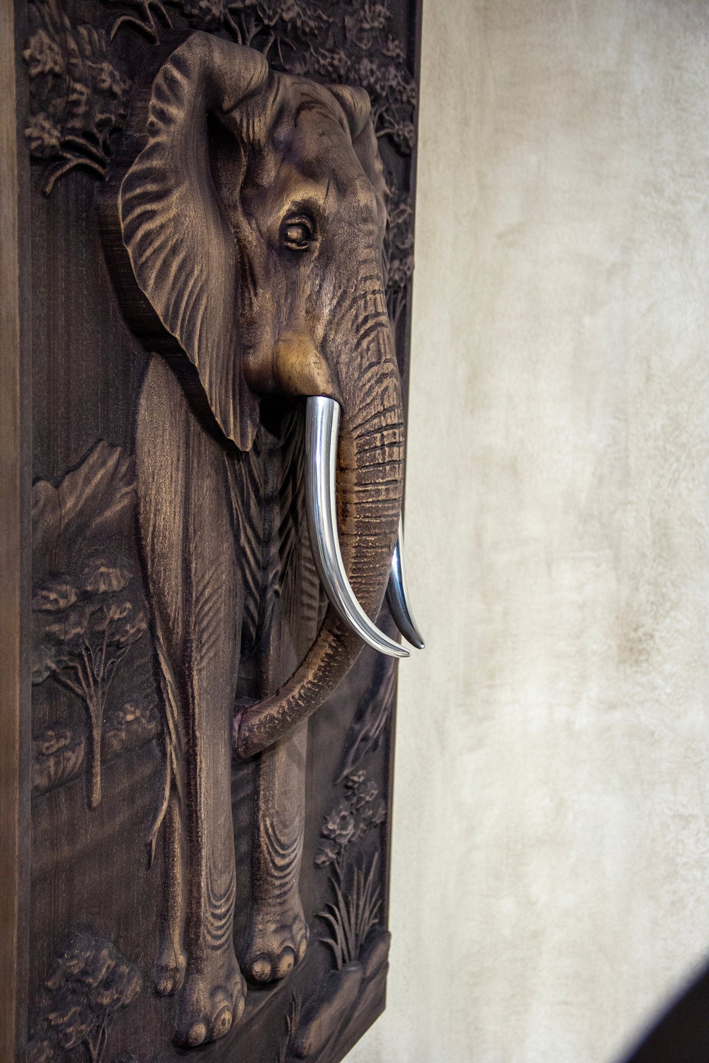 Majestic African Elephant 3D Relief Wood Wall Art
