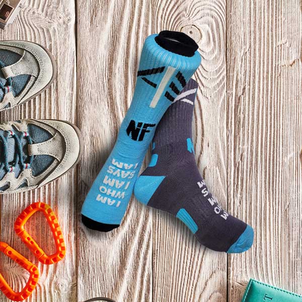 I Am Who I AM (YHWH) Says I Am - Blue & Gray Knit Crew Socks