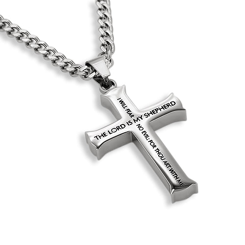 Iron Cross Necklace  - Psalm 23 KJV