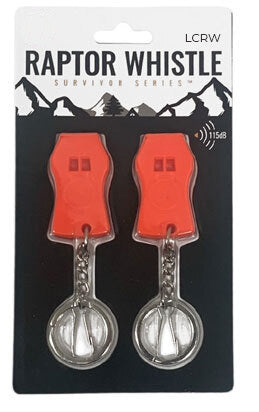 2-Piece Plastic Raptor Whistle with Key Chain & Zipper Ring