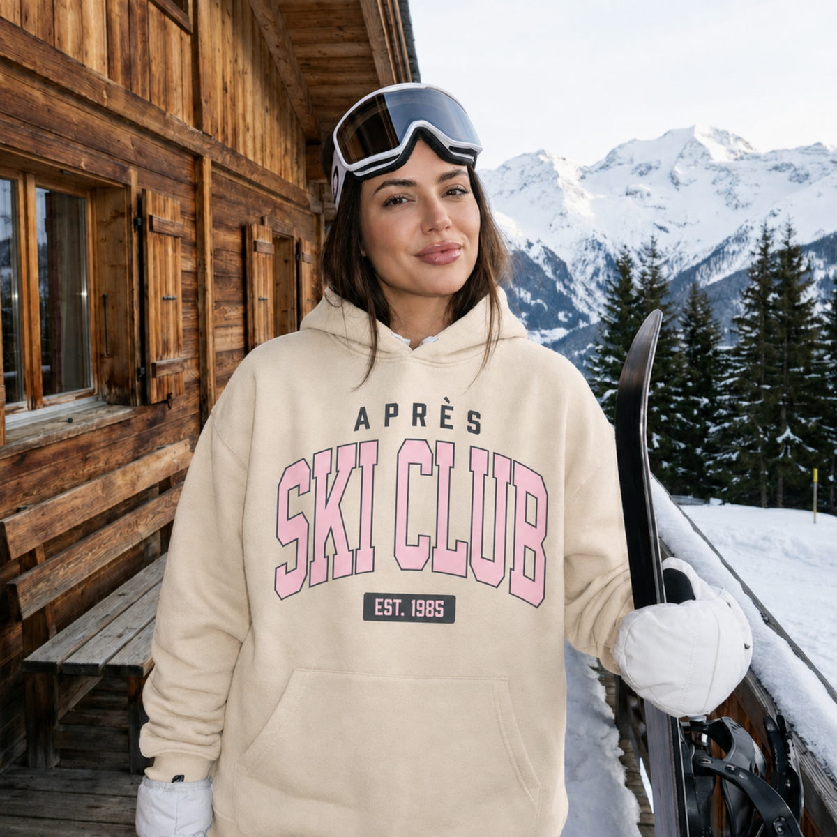 Après Ski Club Hoodie | Pink & Navy Graphic