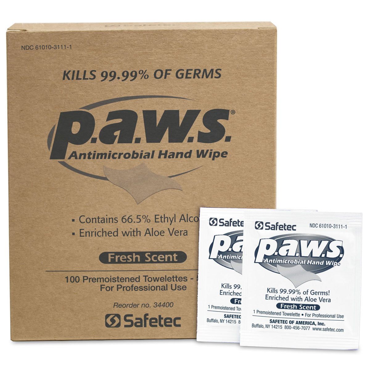 5"x8" Personal Antimicrobial (Kills Germs) Wipes, 100 per box