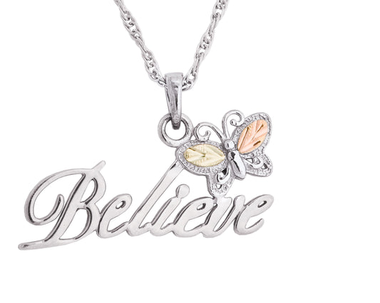 "Believe" - Sterling Silver Black Hills Gold Pendant