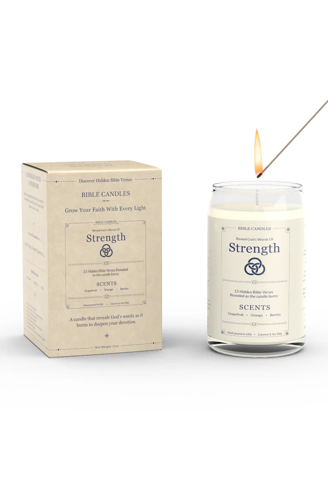 Strength Scripture Candle - Citrus & Berry Scent | Bible Candles Co.