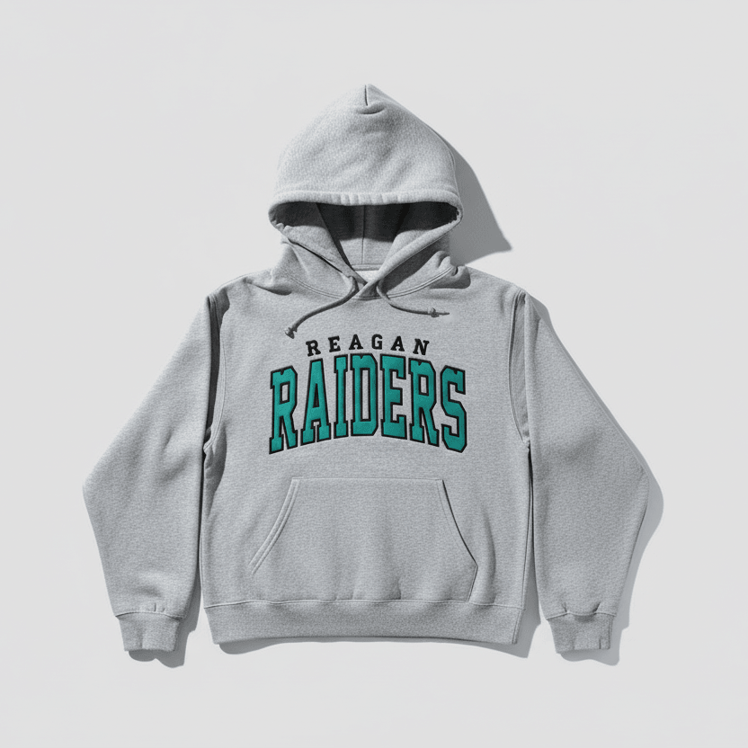 Custom Arched Varsity Fabric Applique Embroidered Hoodie