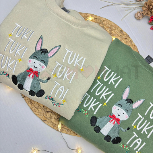 "Mi Burrito Sabanero Tuki Tuki" Embroidered Christmas Sweatshirt