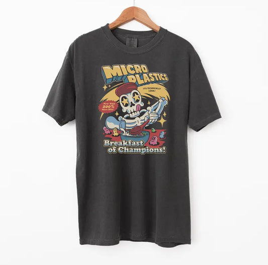 "Micro Plastics Breakfast Skull" Comfort Colors Shirt - Funny Food Graphic Tee