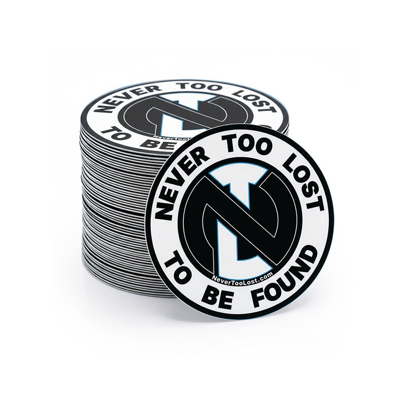 NEVER TOO LOST TO BE FOUND Circular Compass Vinyl Sticker