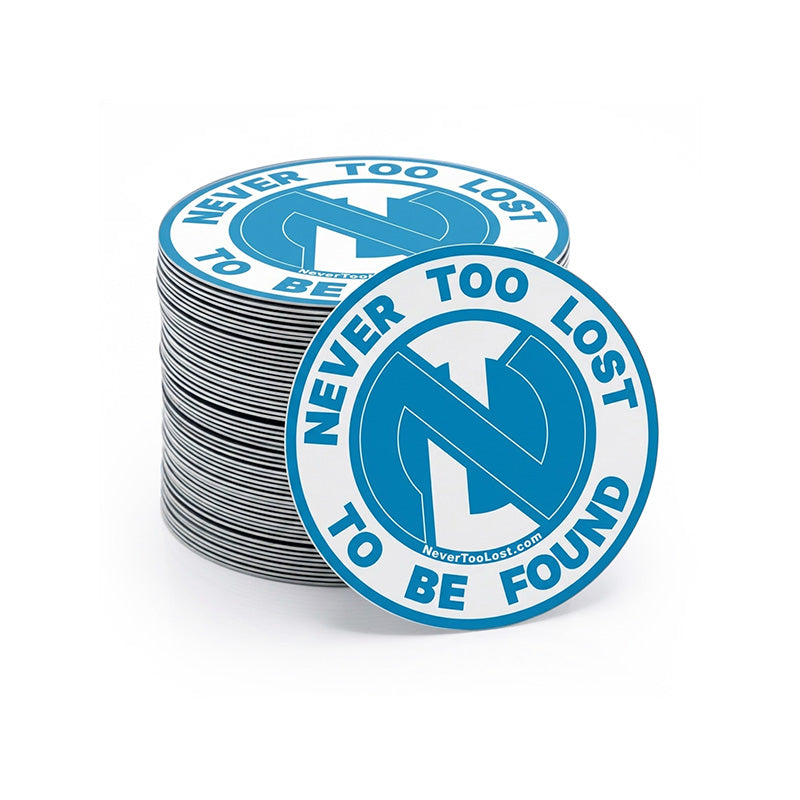 NEVER TOO LOST TO BE FOUND Circular Compass Vinyl Sticker