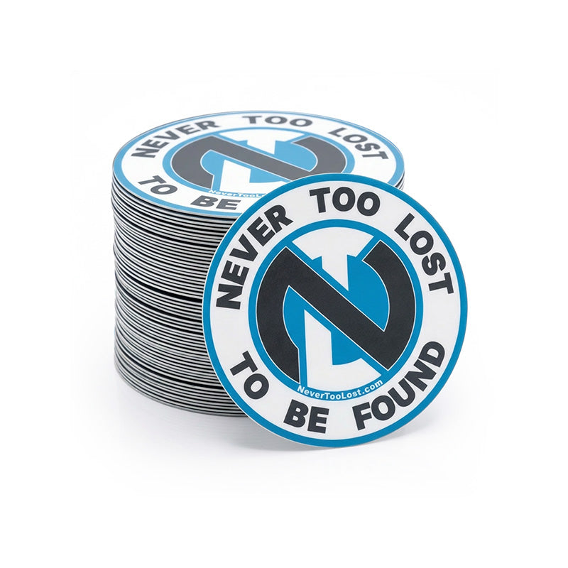NEVER TOO LOST TO BE FOUND Circular Compass Vinyl Sticker