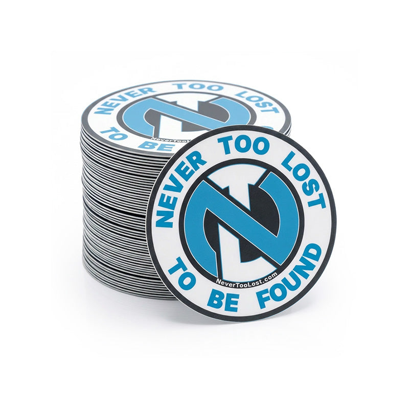 NEVER TOO LOST TO BE FOUND Circular Compass Vinyl Sticker