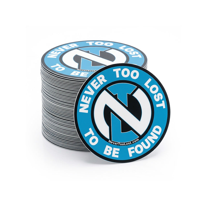 NEVER TOO LOST TO BE FOUND Circular Compass Vinyl Sticker