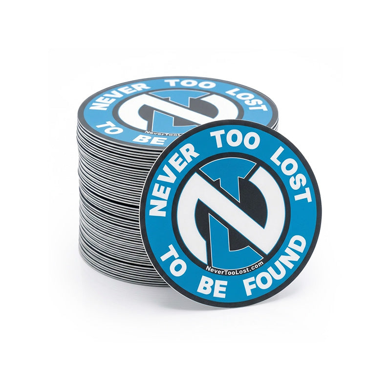 NEVER TOO LOST TO BE FOUND Circular Compass Vinyl Sticker