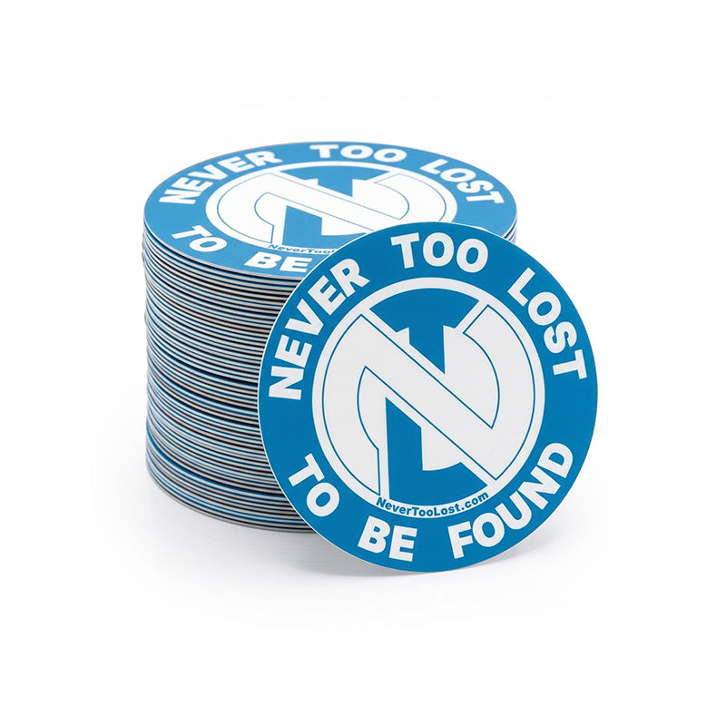 NEVER TOO LOST TO BE FOUND Circular Compass Vinyl Sticker