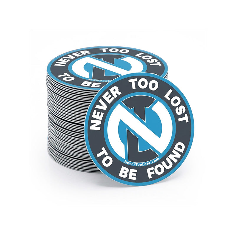 NEVER TOO LOST TO BE FOUND Circular Compass Vinyl Sticker