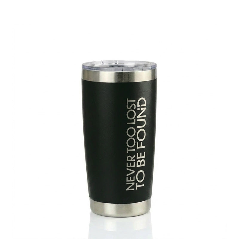 Never Too Lost To Be Found - Black Insulated Coffee Mug/ Tumbler