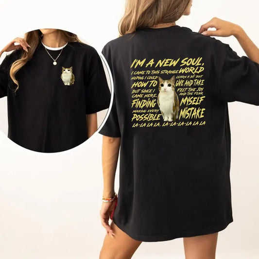 "New Souls" Funny Meme T-Shirt – Meowl Cat & Owl Brainrot Tee