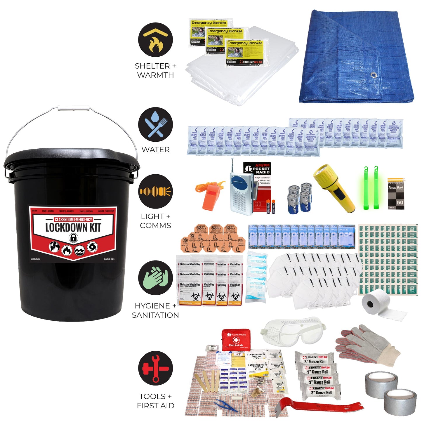 Student Classroom Emergency Lockdown Kit, 25 Students