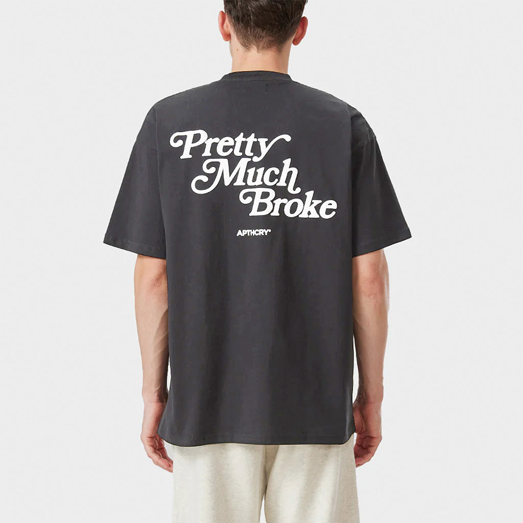 Pretty Much Broke® Puff Print Tee - Vintage Black w/ White