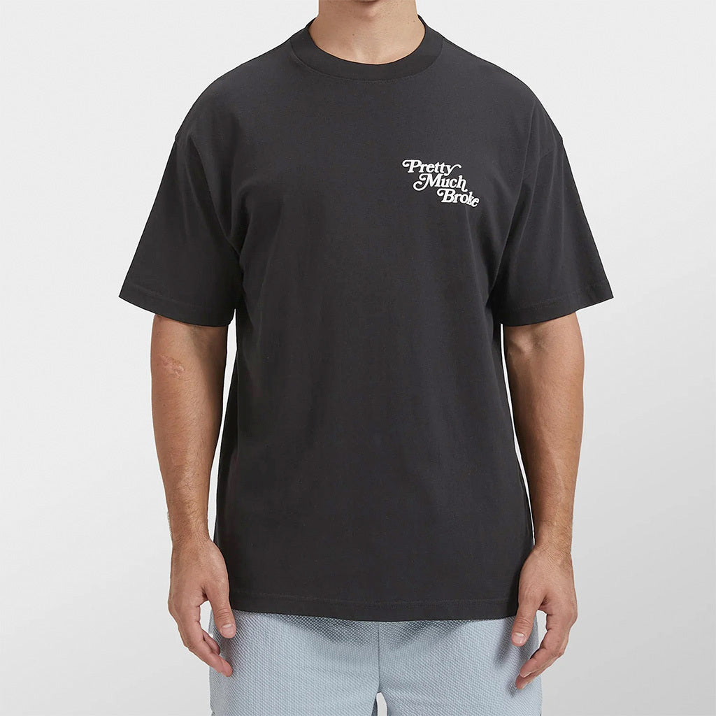 Pretty Much Broke® Puff Print Tee - Vintage Black w/ White