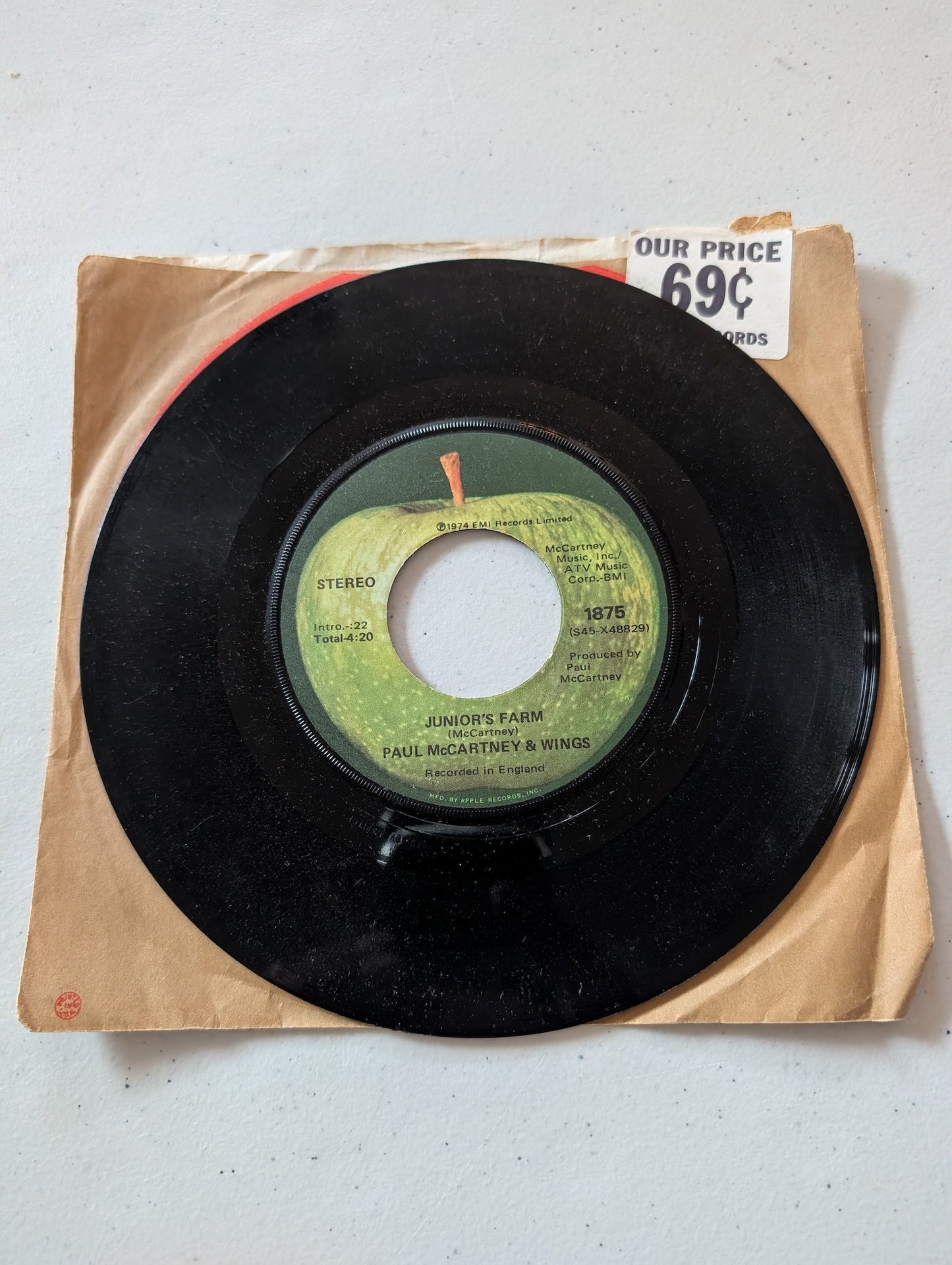 PAUL McCARTNEY & WINGS - Junior's Farm - Sally G Apple Records (7 in, 45 RPM, Single, Vinyl Record Album)